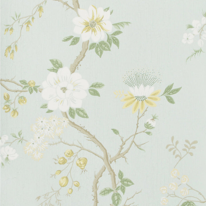 Camellia Lemon/Sage/Prm Blu by Cole & Son Designer Wallcovering COLE & SON BOTANICAL BOTANICA PAPER - 100% United Kingdom - Horizontal: - and Vertical: 24 20.5 - Swanky Fabrics -