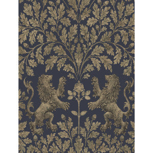 Boscobel Oak M Gilver/Ink by Cole & Son Designer Wallcovering