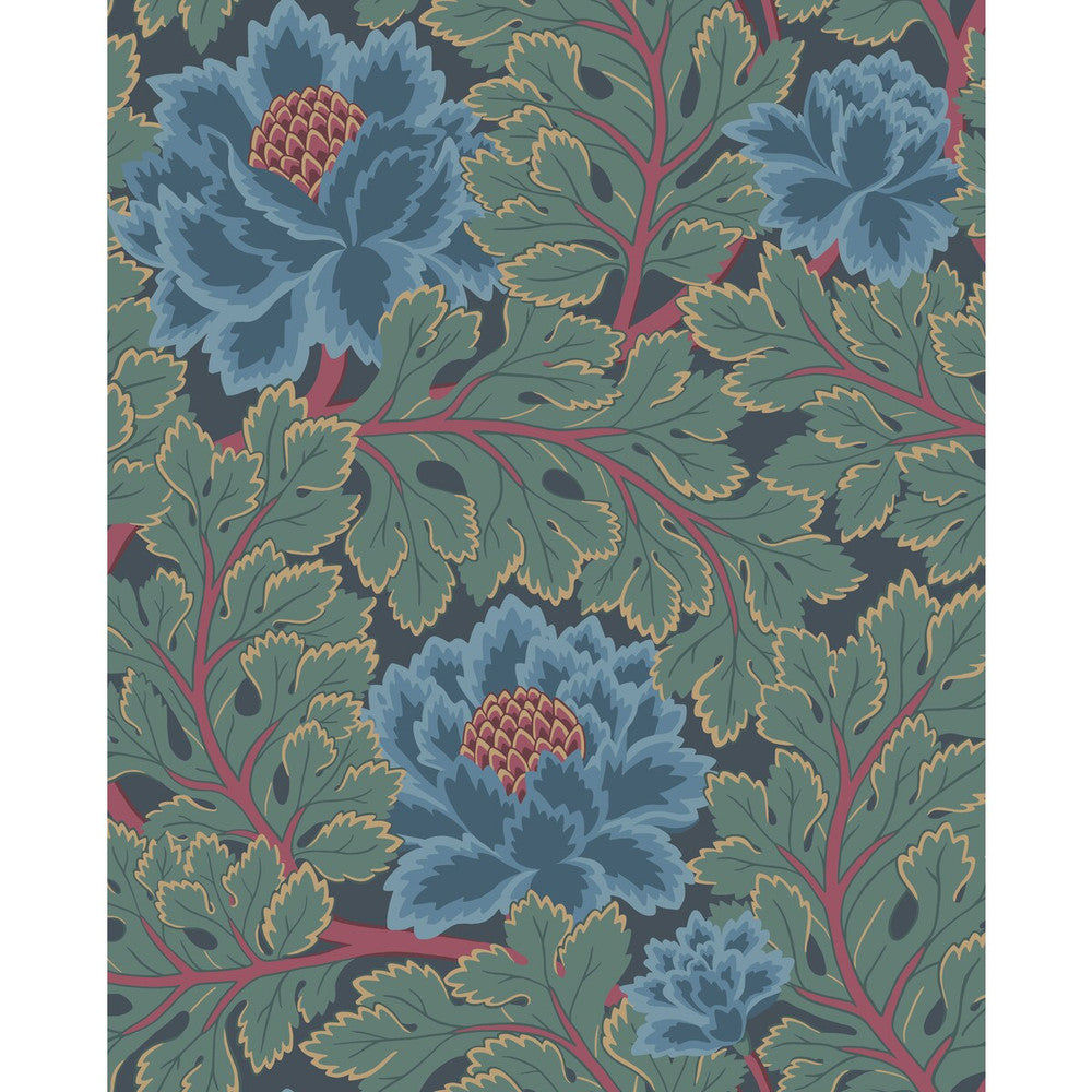Aurora Petrol/Teal/Ink by Cole & Son Designer Wallcovering COLE & SON PEARWOOD PAPER - 100% United Kingdom - Horizontal: 20.5 and Vertical: 25.5 20.5 - Swanky Fabrics -