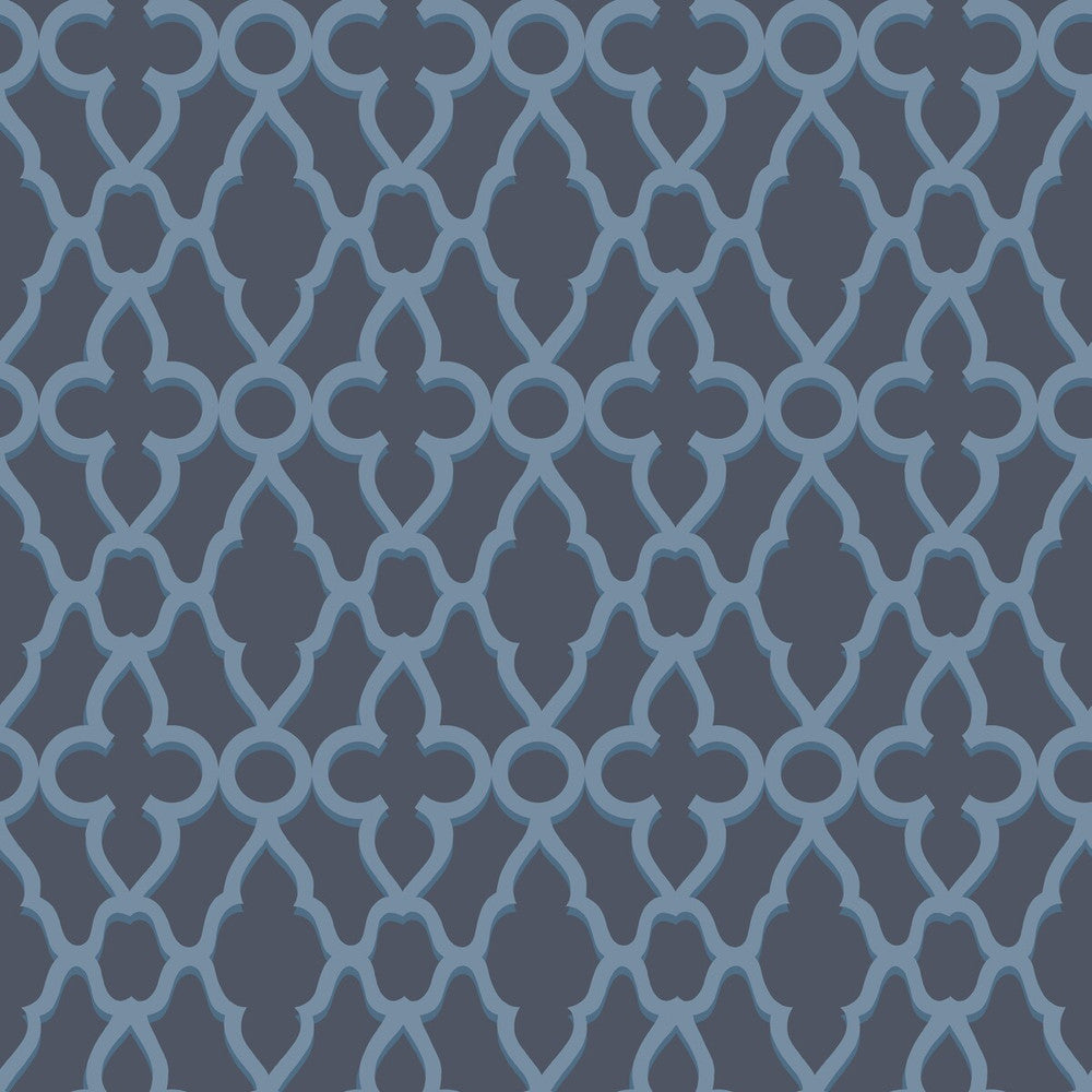 Treillage Cerulean/Midnig by Cole & Son Designer Wallcovering COLE & SON PEARWOOD PAPER - 100% United Kingdom - Horizontal: 20.5 and Vertical: 20.5 20.5 - Swanky Fabrics -