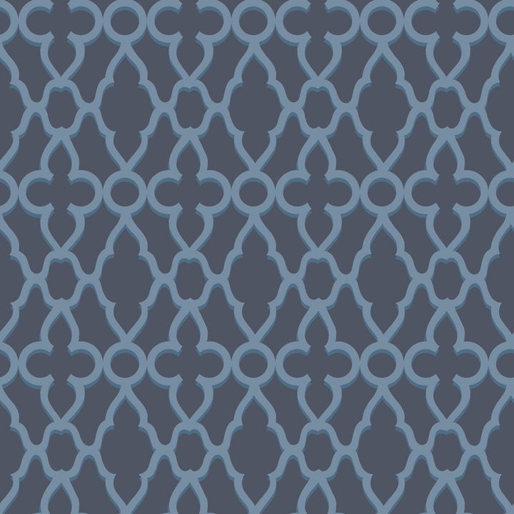 Treillage Cerulean/Midnig by Cole & Son Designer Wallcovering COLE & SON PEARWOOD PAPER - 100% United Kingdom - Horizontal: 20.5 and Vertical: 20.5 20.5 - Swanky Fabrics -