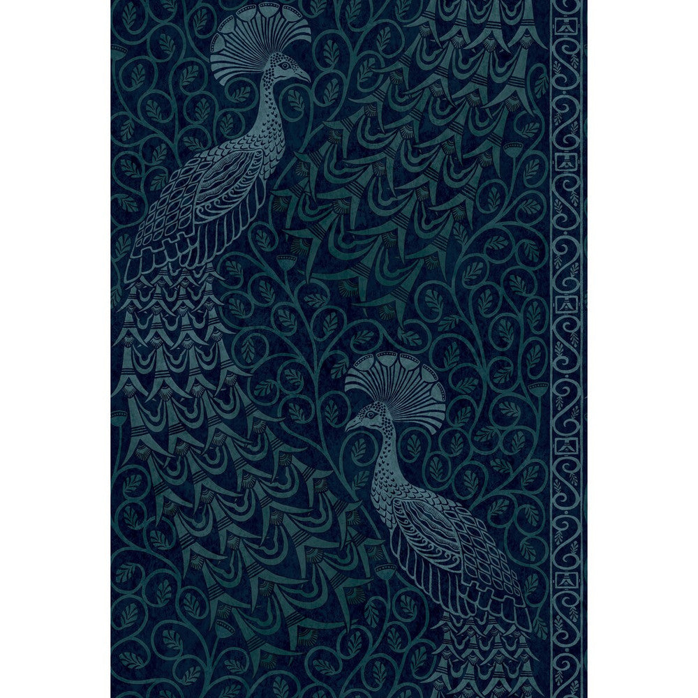 Pavo Parade M Petrol/Ink by Cole & Son Designer Wallcovering COLE & SON PEARWOOD PAPER - 100% United Kingdom Horizontal: 20.5 and Vertical: 30 20.5 - Swanky Fabrics -