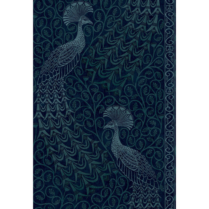 Pavo Parade M Petrol/Ink by Cole & Son Designer Wallcovering COLE & SON PEARWOOD PAPER - 100% United Kingdom Horizontal: 20.5 and Vertical: 30 20.5 - Swanky Fabrics -