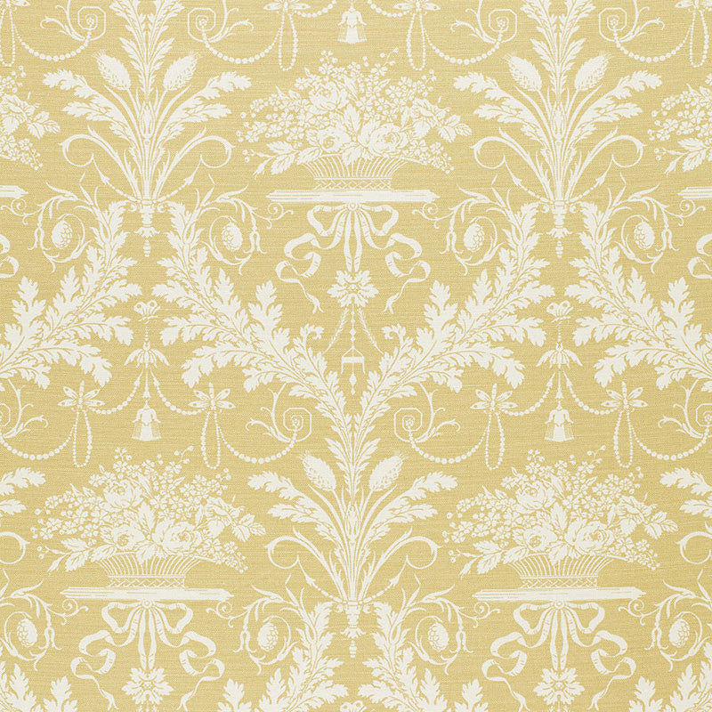 Clairemont Damask Yellow 1178015 by Schumacher Fabric Schumacher Fabric Clairemont Damask Yellow 1178015Fabric LINEN 58% UNITED KINGDOM </p><p>Repeat: H: HORZ. 9" (23CM) , V: VERT. 36" (91CM) 54 - Fabric Carolina -