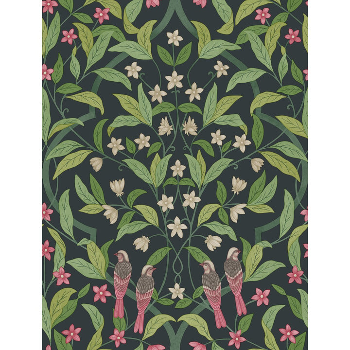 Jasmine & Serin Symphony Rose/Grn/Viridian by Cole & Son Designer Wallcovering COLE & SON SEVILLE NON WOVEN - 100% United Kingdom Horizontal: 20.5 and Vertical: 27 20.5 - Swanky Fabrics -