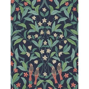 Jasmine & Serin Symphony Coral/Petrol/Ink by Cole & Son Designer Wallcovering