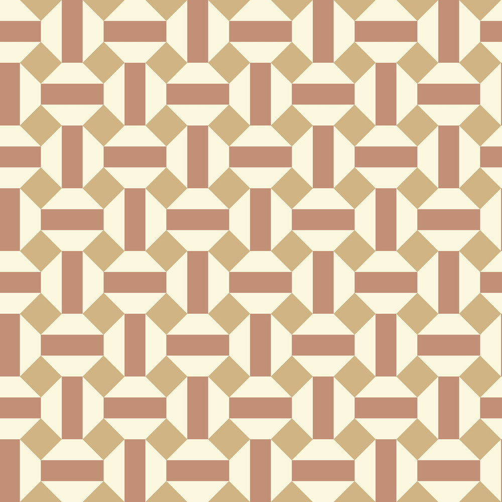 Alicatado Terracotta On Parchment by Cole & Son Designer Wallcovering COLE & SON SEVILLE NON WOVEN - 100% United Kingdom Horizontal: 20.5 and Vertical: 5.1 20.5 - Swanky Fabrics -