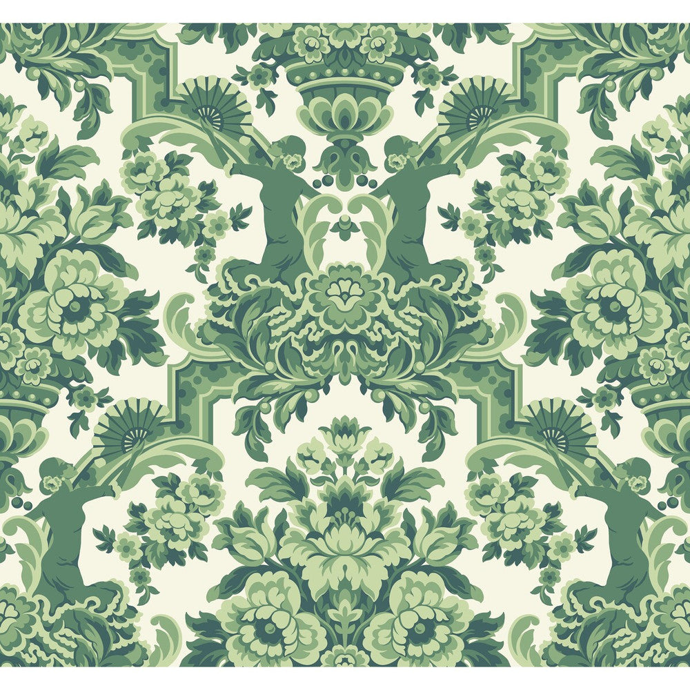Lola Forest Greens On White by Cole & Son Designer Wallcovering COLE & SON SEVILLE NON WOVEN - 100% United Kingdom Horizontal: 27 and Vertical: 25.2 27 - Swanky Fabrics -