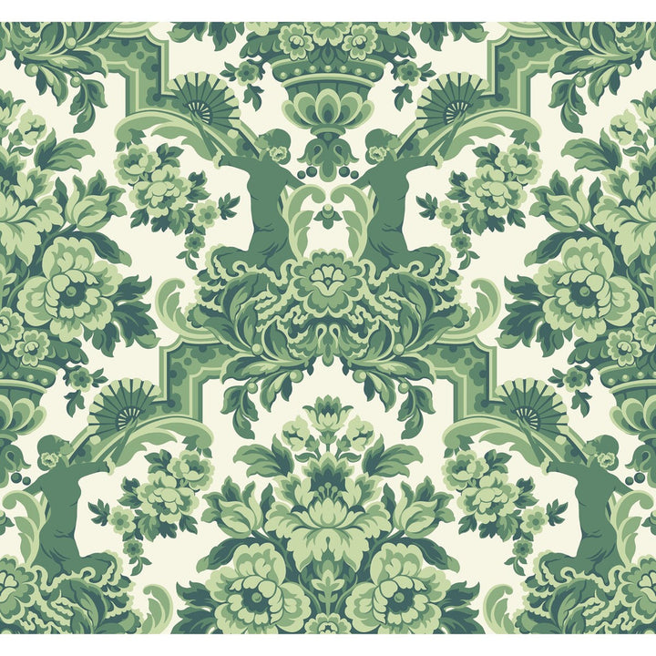 Lola Forest Greens On White by Cole & Son Designer Wallcovering COLE & SON SEVILLE NON WOVEN - 100% United Kingdom Horizontal: 27 and Vertical: 25.2 27 - Swanky Fabrics -