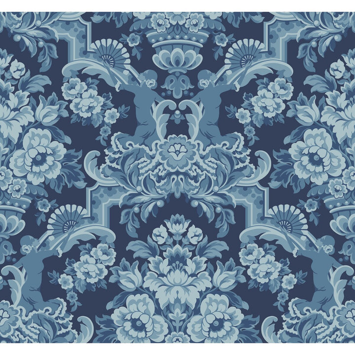 Lola China Blues On Midnight by Cole & Son Designer Wallcovering COLE & SON SEVILLE NON WOVEN - 100% United Kingdom Horizontal: 27 and Vertical: 25.2 27 - Swanky Fabrics -