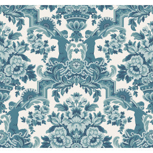 Lola Petrol Blues On White by Cole & Son Designer Wallcovering