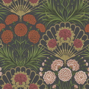Flamenco Fan Cerise/Dk Tangerine/Gold/Blk by Cole & Son Designer Wallcovering