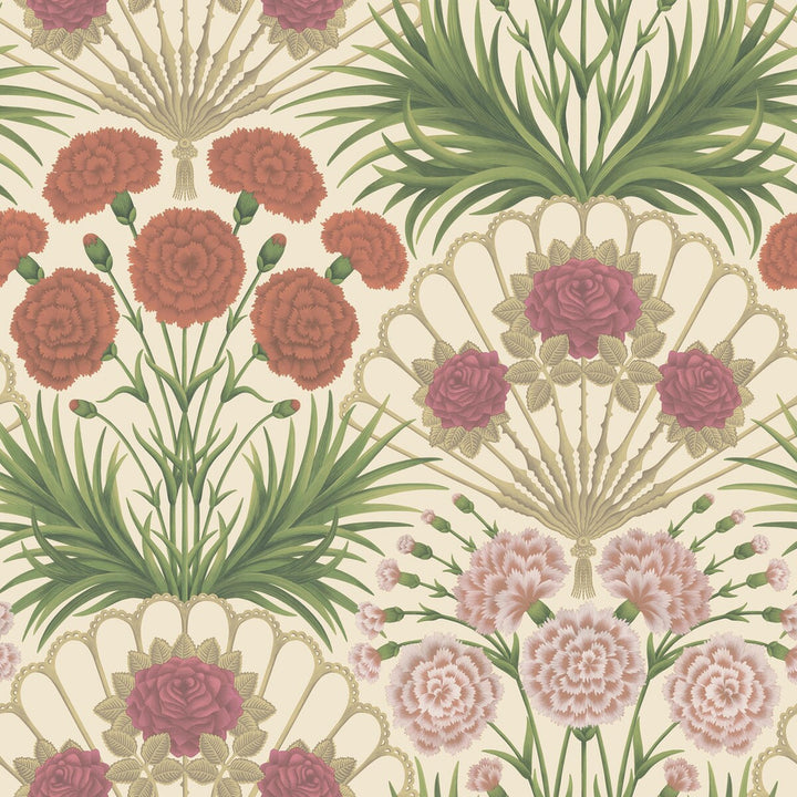 Flamenco Fan Fuchsia/Rouge/Metal Gld/Cream by Cole & Son Designer Wallcovering COLE & SON SEVILLE NON WOVEN - 100% United Kingdom Horizontal: 27 and Vertical: 27 27 - Swanky Fabrics -