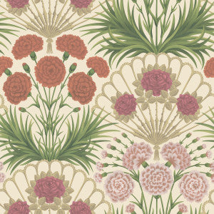 Flamenco Fan Fuchsia/Rouge/Metal Gld/Cream by Cole & Son Designer Wallcovering