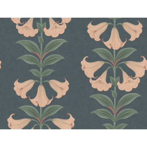 Angels Trumpet Coral & Viridian On Ink by Cole & Son Designer Wallcovering