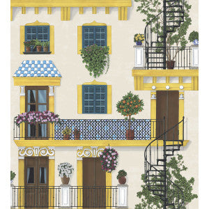 Alfaro Canary Yellow & Petrol On Parchment by Cole & Son Designer Wallcovering