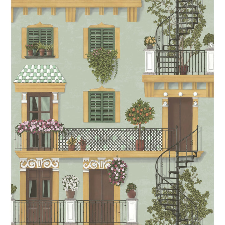 Alfaro Dark Ochre & Forest Green/Duck Egg by Cole & Son Designer Wallcovering COLE & SON SEVILLE NON WOVEN - 100% United Kingdom Horizontal: 27 and Vertical: 30 27 - Swanky Fabrics -