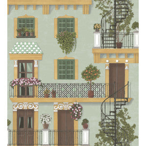 Alfaro Dark Ochre & Forest Green/Duck Egg by Cole & Son Designer Wallcovering
