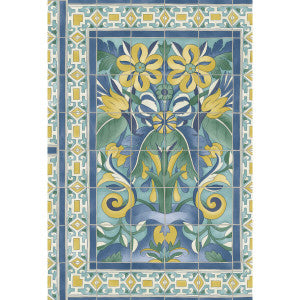 Triana Canary Yellow & China Blue On Teal by Cole & Son Designer Wallcovering