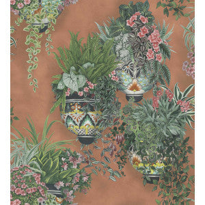 Talavera Rose & Spring Green On Terracotta by Cole & Son Designer Wallcovering