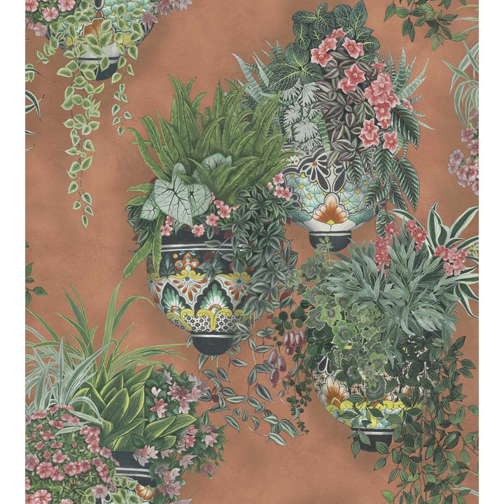 Talavera Rose & Spring Green On Terracotta by Cole & Son Wallcovering Cole & Son Wallcovering Talavera Rose & Spring Green On TerracottaWallcovering COLE & SON SEVILLE NON WOVEN - 100% United Kingdom </p><p>Repeat: H: 27, V: 30 27 - Fabric Carolina -