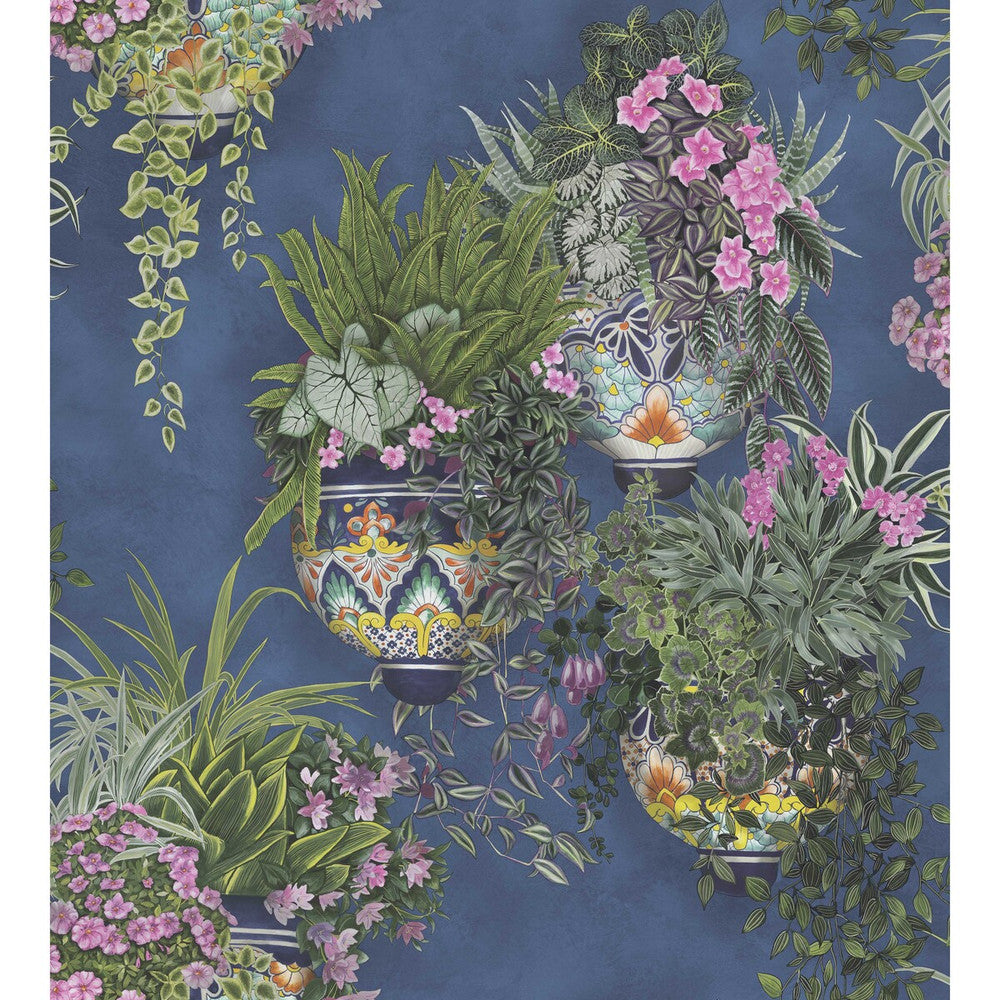 Talavera Fuchsia/Forest Green/Cerulean Sky by Cole & Son Designer Wallcovering COLE & SON SEVILLE NON WOVEN - 100% United Kingdom Horizontal: 27 and Vertical: 30 27 - Swanky Fabrics -