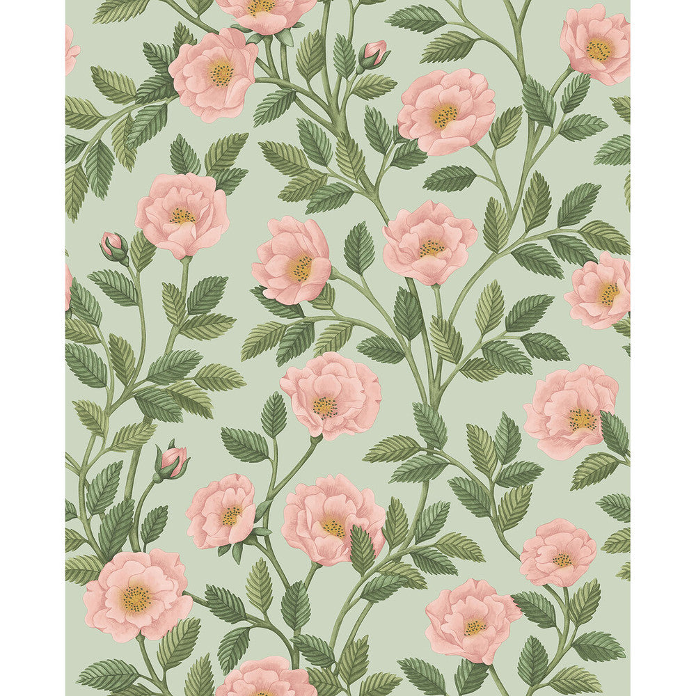 Hampton Roses R&Lgrn/Degg by Cole & Son Designer Wallcovering COLE & SON HISTORIC ROYAL PALACES-GREAT MASTERS NON WOVEN - 100% United Kingdom Horizontal: 20.5 and Vertical: 25.2 20.5 - Swanky Fabrics -