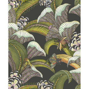 Hoopoe Leaves Olive Black by Cole & Son Designer Wallcovering