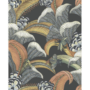 Hoopoe Leaves Charcoal by Cole & Son Designer Wallcovering