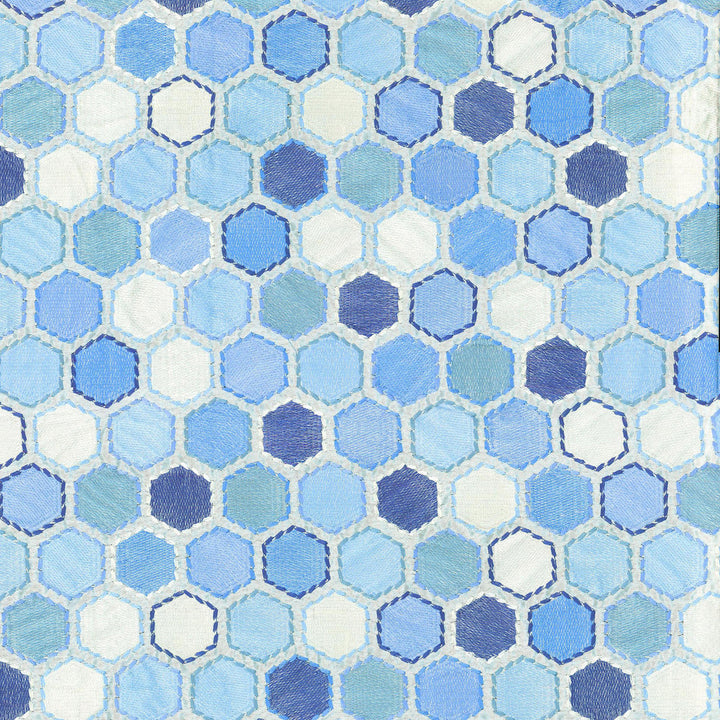 Gem Market Emb Porcelain 120193 by Iman Home Designer Fabric TALES OF THE TRADE WINDS BASE:100% Polyester EMBROID:100% Rayon CHINA Horizontal: 13.25" and Vertical: 11.25" 57" - Swanky Fabrics -