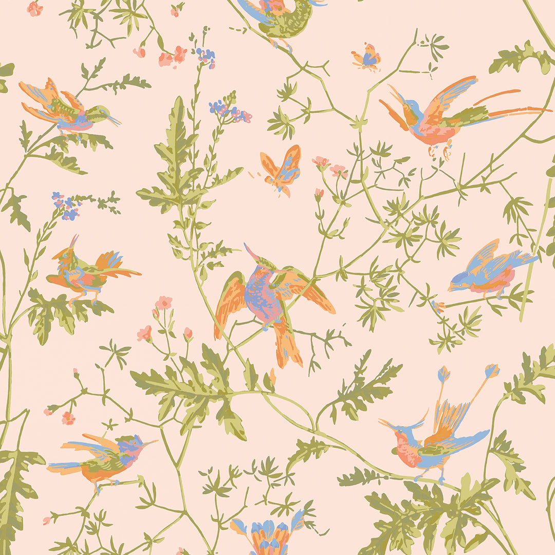 Hummingbirds - Blush/Blue 124/1002.CS.0 by Cole & Son Designer Wallcovering