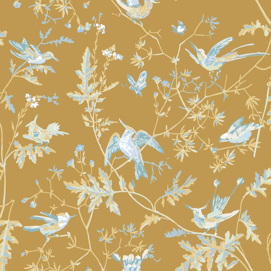 Hummingbirds - Grey/Gold 124/1006.CS.0 by Cole & Son Designer Wallcovering
