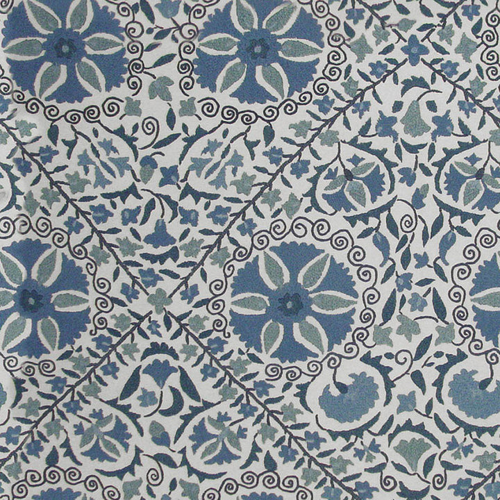 Madura Floral Stitchery Indigo & Ivory 1276002 by Schumacher Designer Fabric SALT BOX HOUSE(SPRING 04) COTTON 100% FRANCE WYZENBEEK 14,000 </p><p>Repeat: Horizontal: 27" (69CM) and Vertical: 27" (69CM) 54 - Swanky Fabrics -