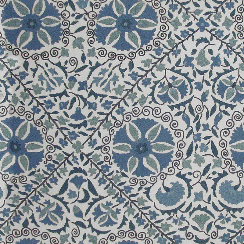 Madura Floral Stitchery Indigo & Ivory 1276002 by Schumacher Fabric Schumacher Fabric Madura Floral Stitchery Indigo & Ivory 1276002Fabric COTTON 100% FRANCE </p><p>Repeat: H: HORZ. 27" (69CM) , V: VERT. 27" (69CM) 54 - Fabric Carolina -
