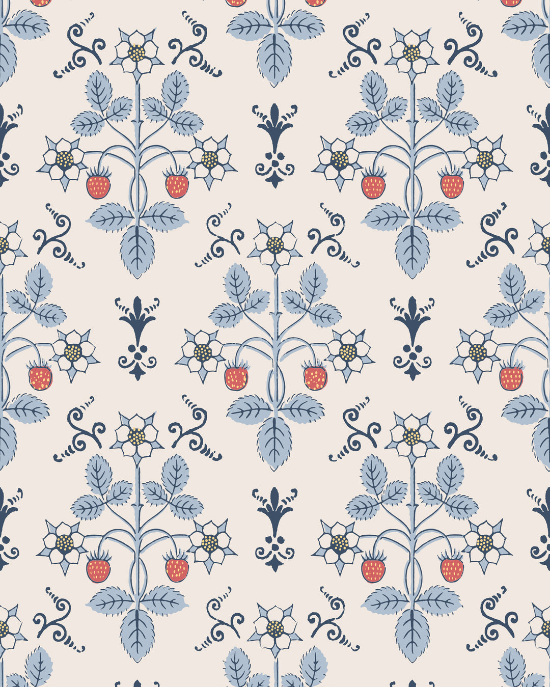 Strawberry - Blue/Cream 127/2010.CS.0 by Cole & Son Designer Wallcovering