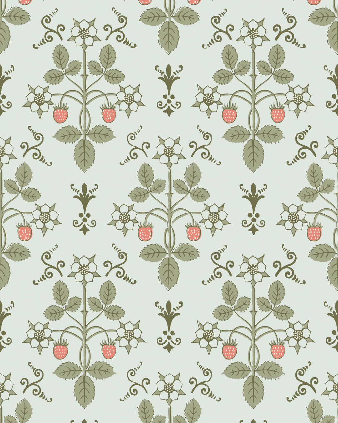 Strawberry - Duck Egg 127/2012.CS.0 by Cole & Son Designer Wallcovering