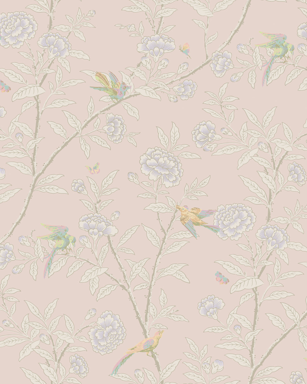 Roseberry With Birds - Pink 127/4020.CS.0 by Cole & Son Designer Wallcovering