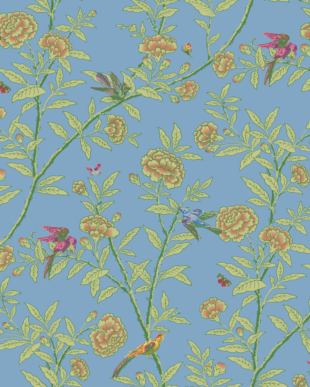 Roseberry With Birds - Blue 127/4022.CS.0 by Cole & Son Designer Wallcovering