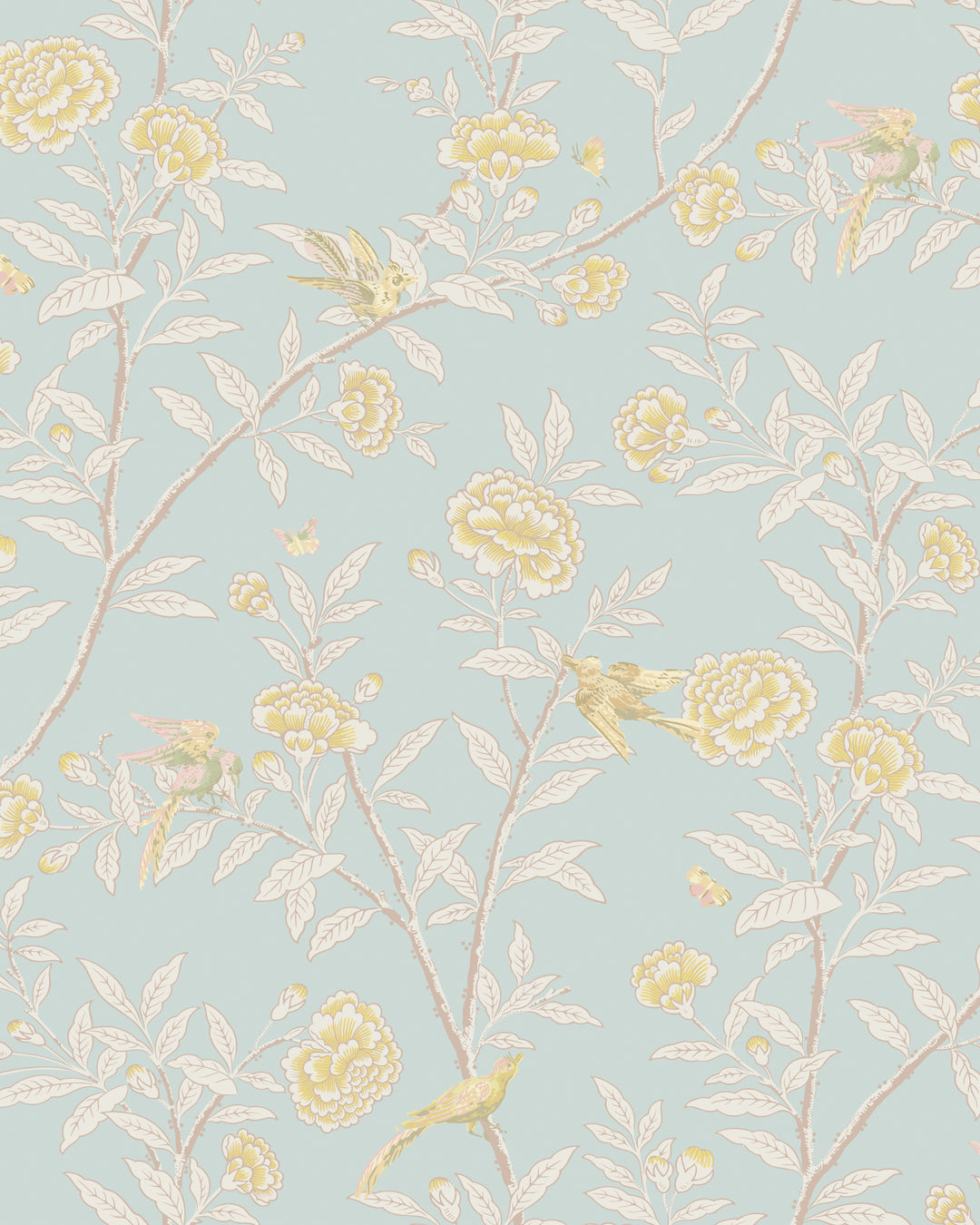 Roseberry With Birds - P Blue 127/4023.CS.0 by Cole & Son Designer Wallcovering