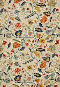 Apsley Vine Apricot & Teal 1307000 by Schumacher Designer Fabric