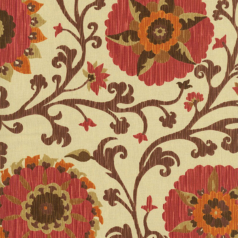 Fergana Embroidery Print Raisin 1327002 by Schumacher Designer Fabric AVERY HILL See Sample UNITED STATES OF AMERICA NOT APPLICABLE </p><p>Repeat: Horizontal: 27" (69CM) and Vertical: 36" (91CM) 54" WIDE (137CM) - Swanky Fabrics -