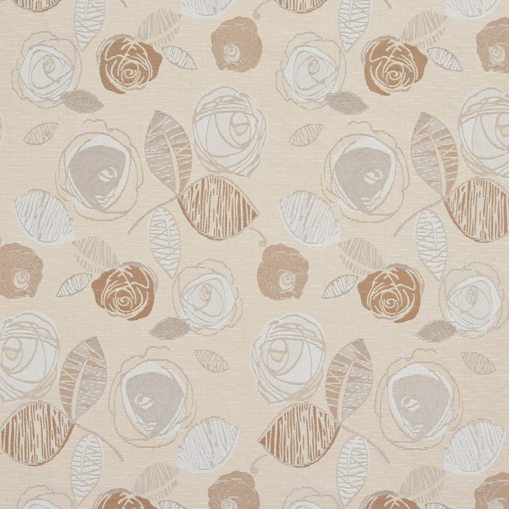 1377 Natural Bloom by Charlotte Designer Fabric Urban Gardens 100% Woven Polyester Asia Exceeds 48,000 Wyzenbeek Rubs (Heavy Duty) Horizontal: 14.75" x Vertical: 25" 54 Inches - Swanky Fabrics -