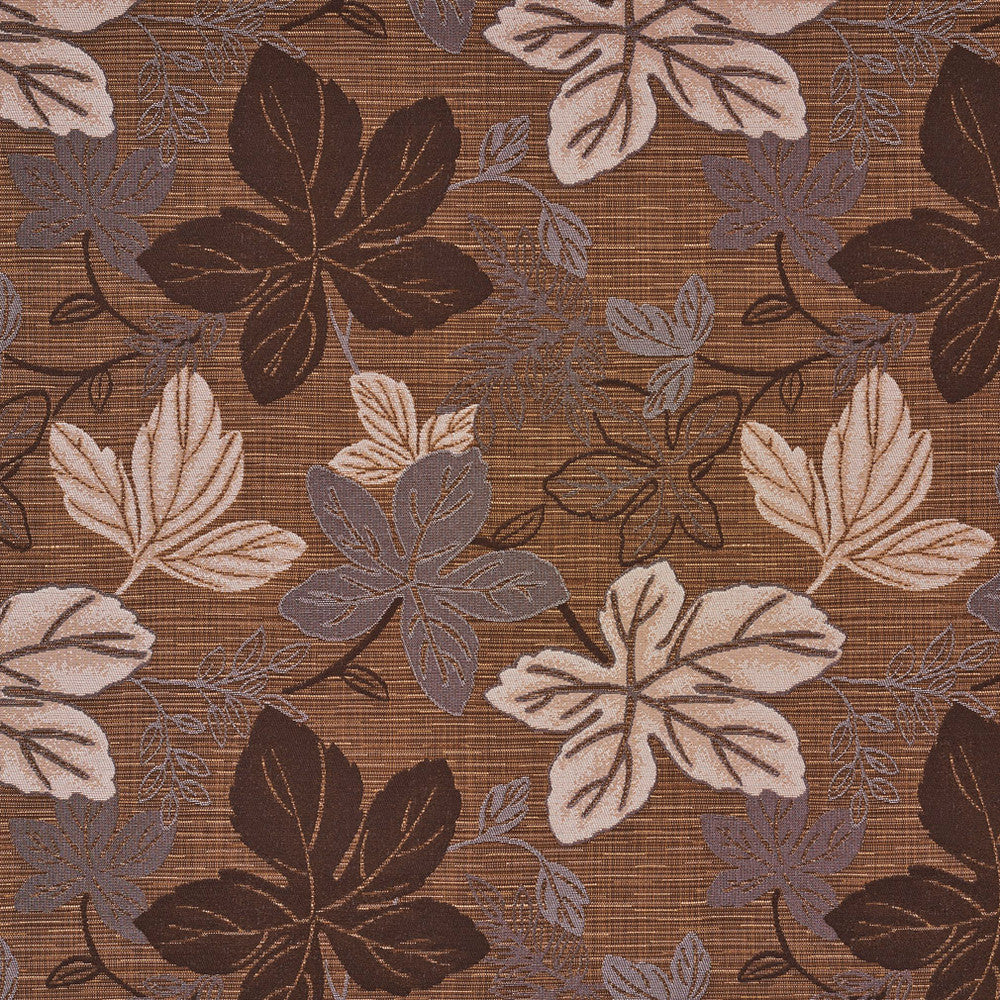 1389 Nutmeg Leaf by Charlotte Designer Fabric Urban Gardens 100% Woven Polyester Asia Exceeds 48,000 Wyzenbeek Rubs (Heavy Duty) Horizontal: 14.75" x Vertical: 14" 54 Inches - Swanky Fabrics -