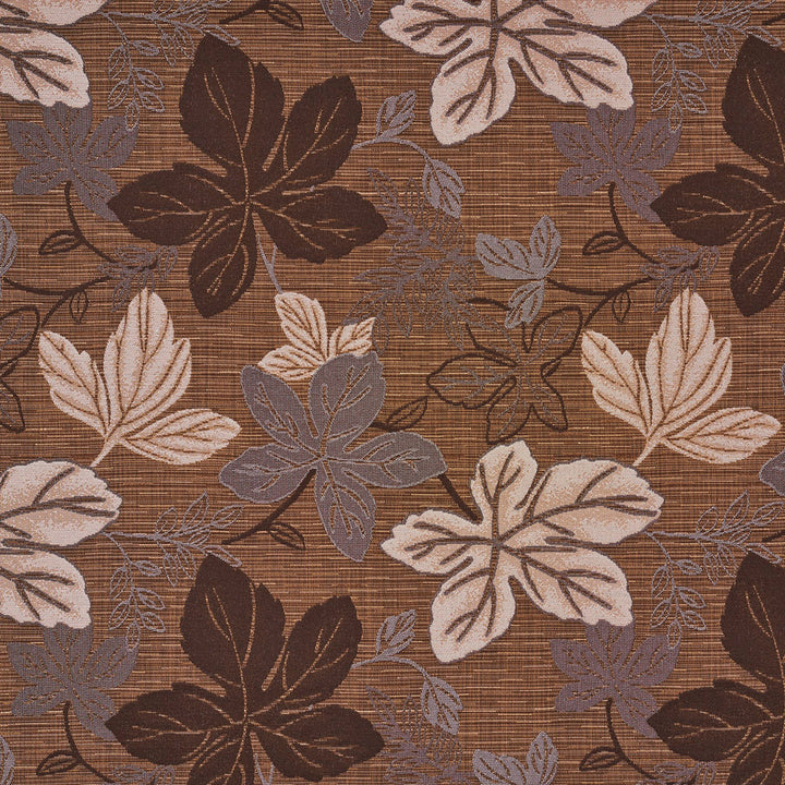 1389 Nutmeg Leaf by Charlotte Designer Fabric Urban Gardens 100% Woven Polyester Asia Exceeds 48,000 Wyzenbeek Rubs (Heavy Duty) Horizontal: 14.75" x Vertical: 14" 54 Inches - Swanky Fabrics -