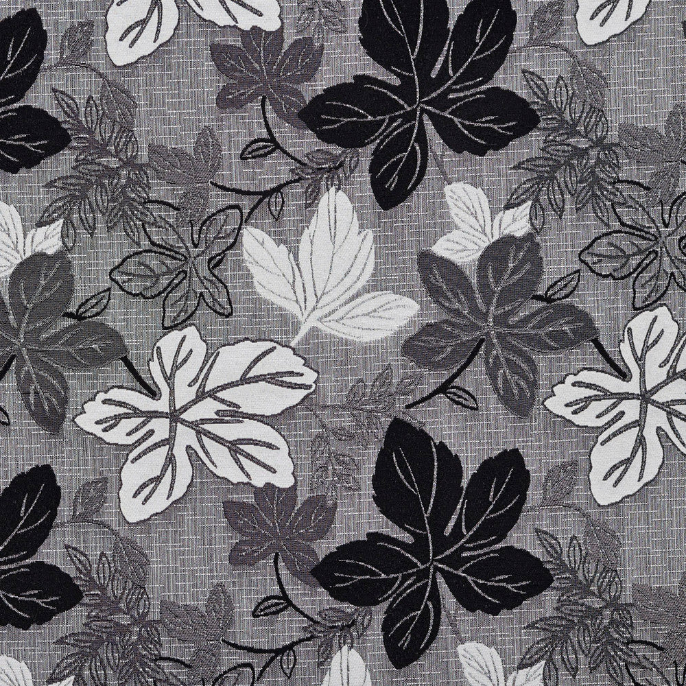 1390 Onyx Leaf by Charlotte Designer Fabric Urban Gardens 100% Woven Polyester Asia Exceeds 48,000 Wyzenbeek Rubs (Heavy Duty) Horizontal: 14.75" x Vertical: 14" 54 Inches - Swanky Fabrics -