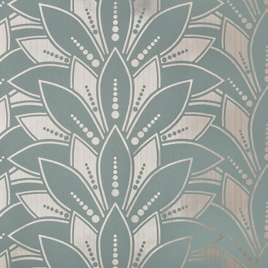Astoria Foil (Wp) # 05 Neo Mint by 1838 Wallcoverings Designer Wallpaper Elodie STRAIGHT PASTE THE WALL UNITED KINGDOM V-5.1" 20.5"X11YD - Swanky Fabrics -
