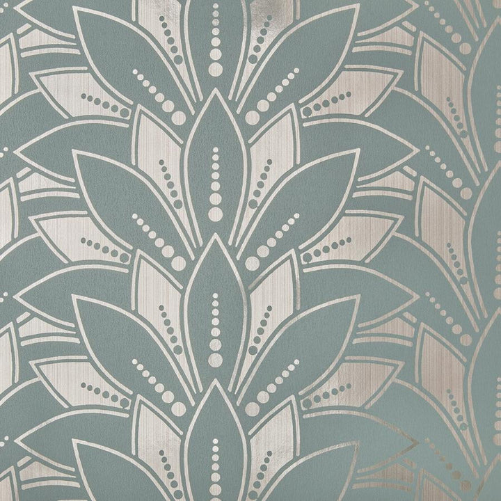 Astoria Foil (Wp) # 05 Neo Mint by 1838 Wallcoverings Designer Wallpaper Elodie STRAIGHT PASTE THE WALL UNITED KINGDOM V-5.1" 20.5"X11YD - Swanky Fabrics -