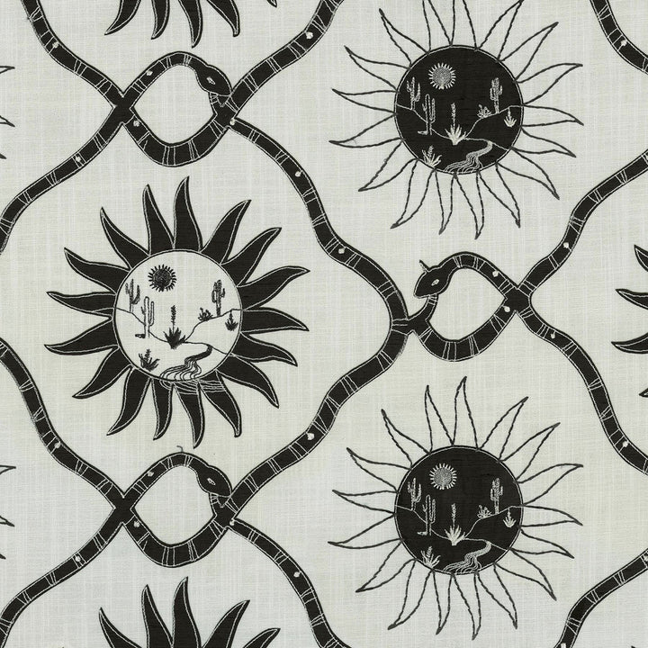 Sol Emb Coal 140021 by Elana Gabrielle Designer Fabric - 54% polyester, 46% cotton Embroidery: 80% polyester, 20% rayon India 51000 Horizontal: 13.5 and Vertical: 9.5 56 - Swanky Fabrics -