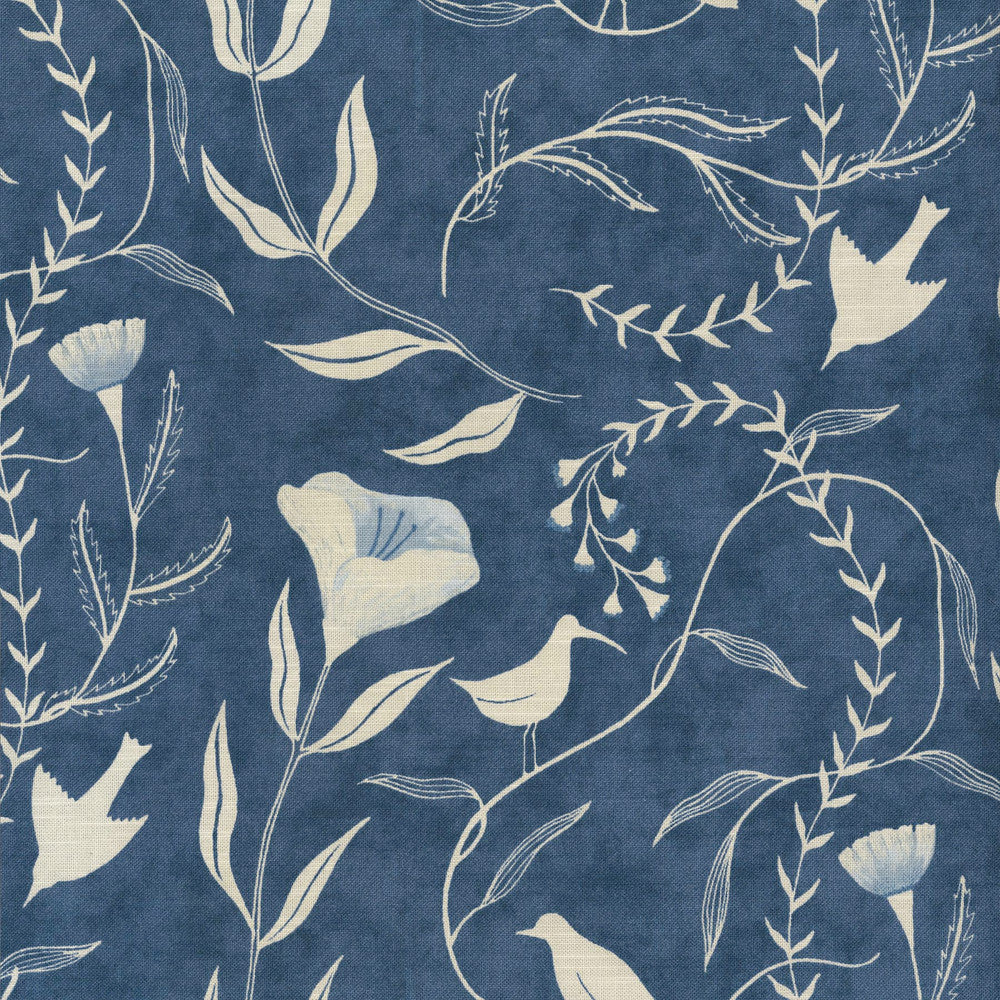 Birdsong Bluebell 140041 by Elana Gabrielle Designer Fabric - 100% cotton China 24000 Horizontal: 13.5 and Vertical: 18 54/55 - Swanky Fabrics -