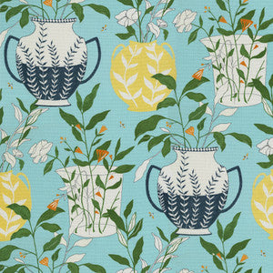 Blossoms + Vessels Linen 140061 by Elana Gabrielle Designer Fabric